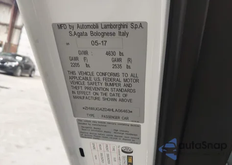 2017 Lamborghini Aventador Lp750-4 Superveloce z USA, uszkodzony, nr VIN ZHWUG4ZD4HLA06463